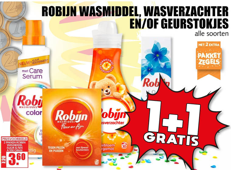 Robijn   wasmiddel, wasverzachter folder aanbieding bij  MCD Supermarkt Basis - details