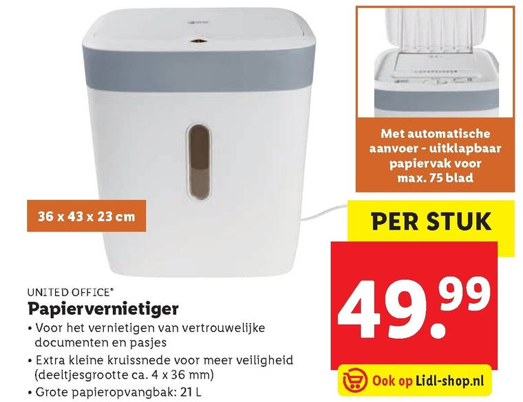 Verlichting Troosteloos Allergisch papiervernietiger folder aanbieding bij Lidl - details