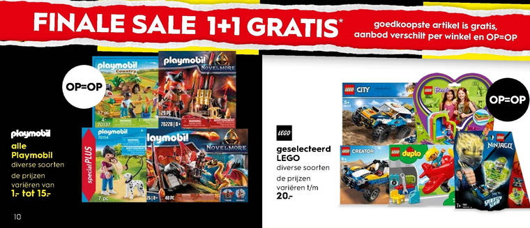 playmobil, lego folder aanbieding bij Blokker details LEGO en Playmobil 1+1 gratis bij Blokker