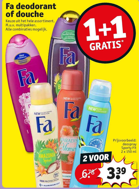 Fa   deodorant, douchegel folder aanbieding bij  Kruidvat - details