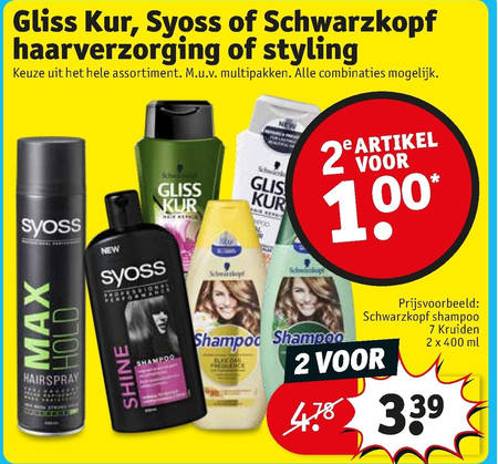 Syoss   shampoo, hairspray folder aanbieding bij  Kruidvat - details