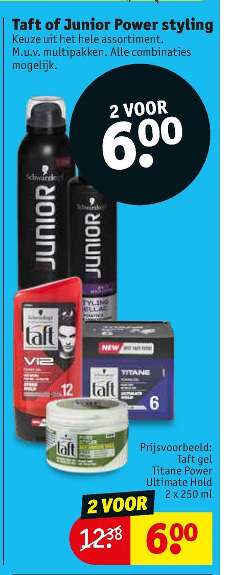 Taft   hairspray, haargel folder aanbieding bij  Kruidvat - details