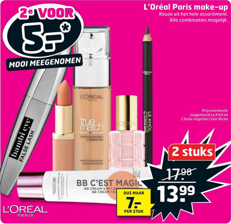 L Oreal   lipgloss, oogpotlood folder aanbieding bij  Trekpleister - details