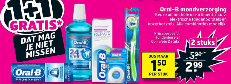 Oral-B   tandpasta, flosdraad folder aanbieding bij  Trekpleister - details