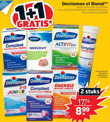 Bional   multivitaminen, vitamine folder aanbieding bij  Trekpleister - details