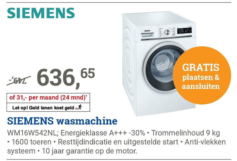 Siemens   wasmachine folder aanbieding bij  BCC - details