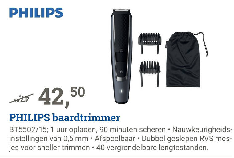 Philips   baardtrimmer folder aanbieding bij  BCC - details