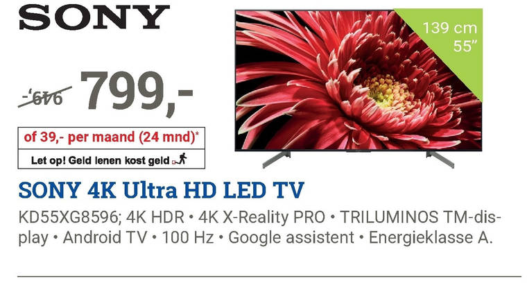 Sony   4k ultrahd televisies folder aanbieding bij  BCC - details