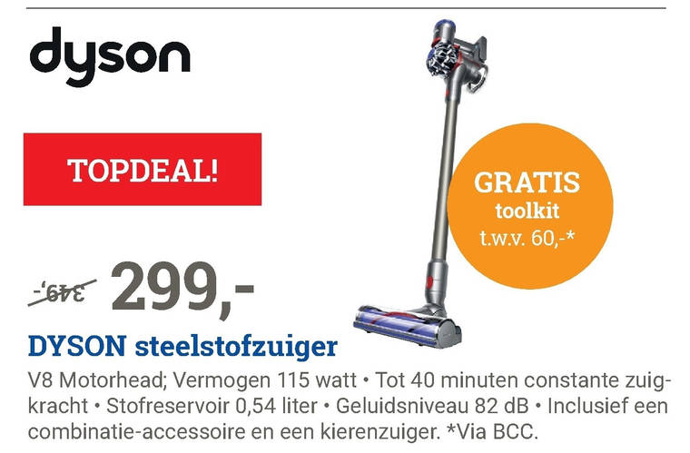 attent Continent negatief Dyson steelstofzuiger folder aanbieding bij BCC - details