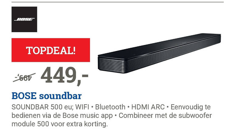 Bose   soundbar folder aanbieding bij  BCC - details