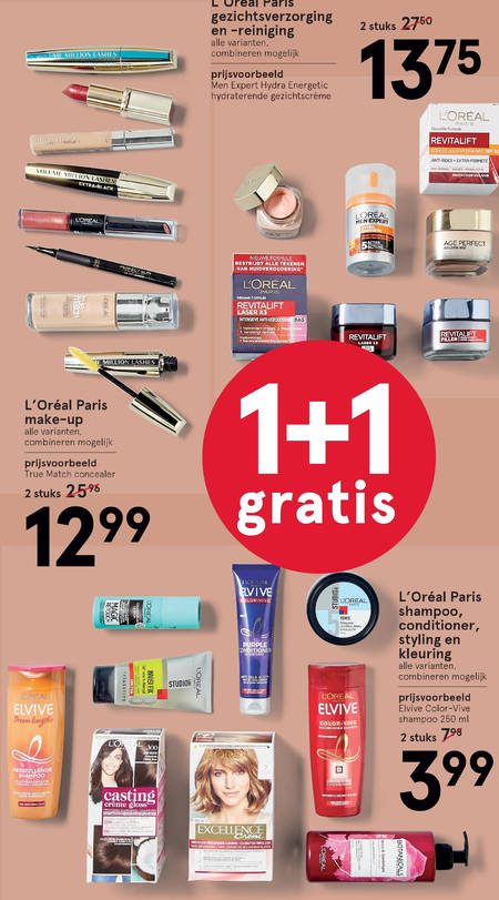 Elvive   nachtcreme, hairspray folder aanbieding bij  Etos - details