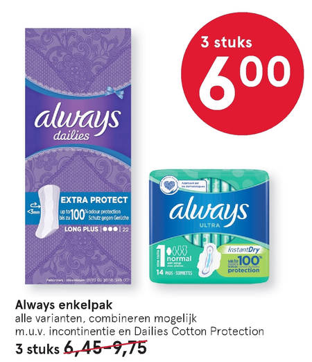 Always   inlegkruisjes, maandverband folder aanbieding bij  Etos - details