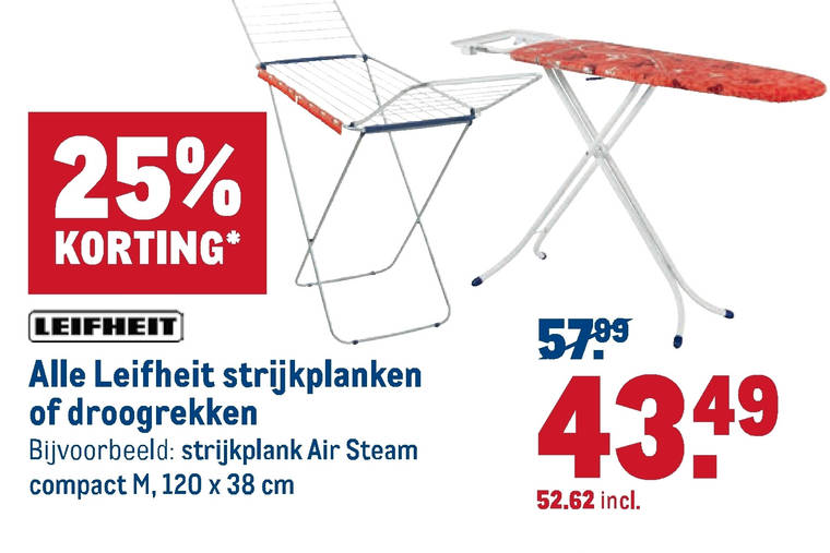 Leifheit   strijkplank, droogrek folder aanbieding bij  Makro - details