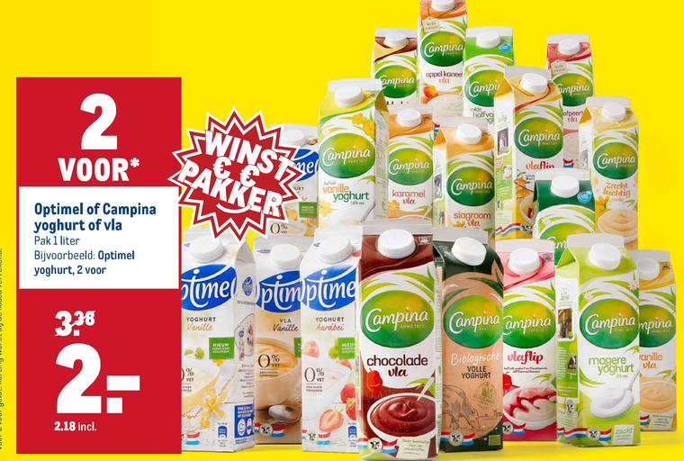 Optimel   vruchtenyoghurt, vla folder aanbieding bij  Makro - details