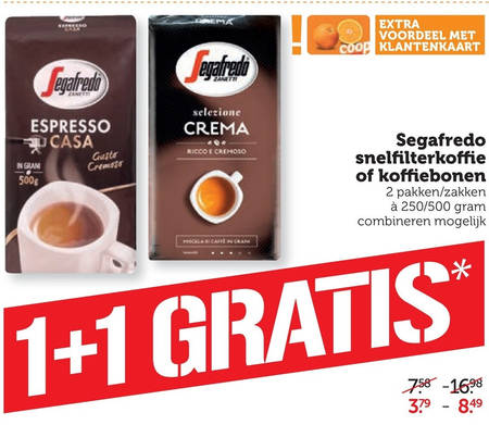 Segafredo   koffie, koffiebonen folder aanbieding bij  Coop - details