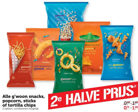 Gwoon   chips, popcorn folder aanbieding bij  Coop - details