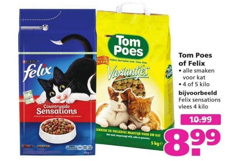 Tom Poes   kattenvoer folder aanbieding bij  Ranzijn Tuin en Dier - details