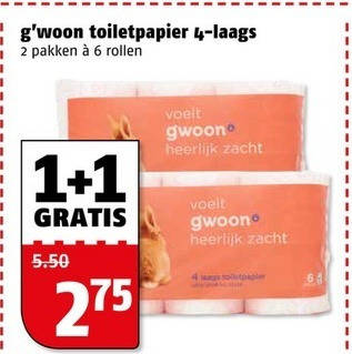 Gwoon   toiletpapier folder aanbieding bij  Poiesz - details