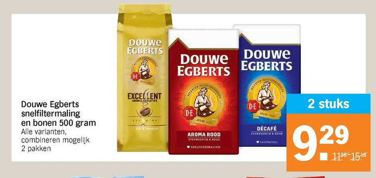 Douwe Egberts   koffie, koffiebonen folder aanbieding bij  Albert Heijn - details