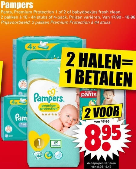 Pampers   billendoekjes, luierbroekjes folder aanbieding bij  Dirk - details