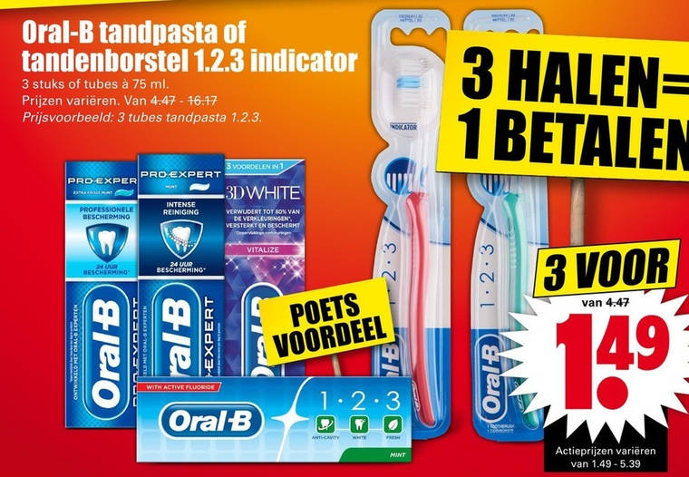 Oral-B   tandpasta, tandenborstel folder aanbieding bij  Dirk - details