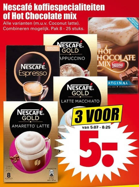 Nescafe   oploskoffie, chocolademelk folder aanbieding bij  Dirk - details