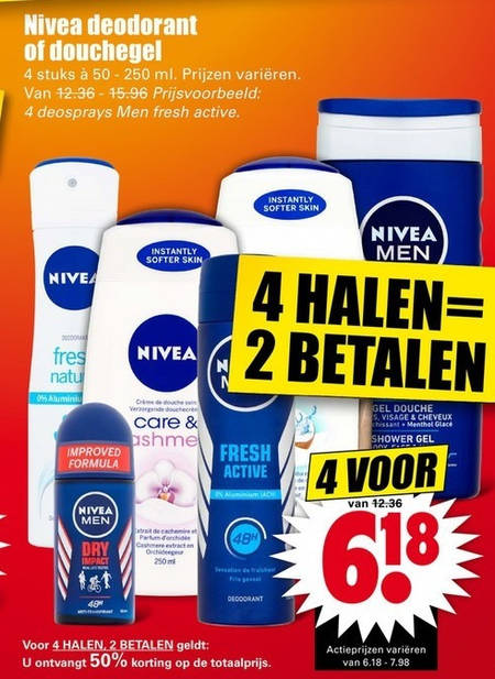 Nivea   douchegel, deodorant folder aanbieding bij  Dirk - details