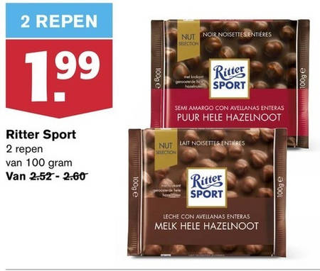 Ritter Sport   chocolade folder aanbieding bij  Hoogvliet - details