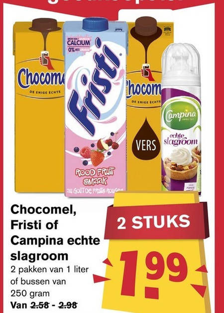 Campina   slagroom, drinkyoghurt folder aanbieding bij  Hoogvliet - details