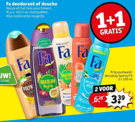 Fa   douchegel, deodorant folder aanbieding bij  Kruidvat - details