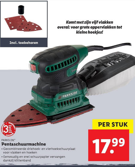 Parkside   schuurmachine folder aanbieding bij  Lidl - details