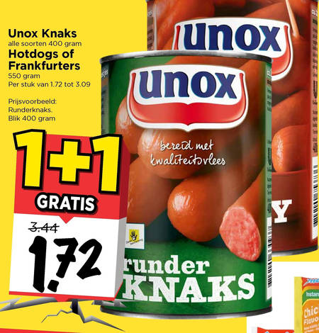 Unox   knakworst, hotdogworstjes folder aanbieding bij  Vomar - details