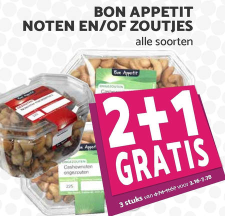 Bon Appetit   noten, zoutje folder aanbieding bij  Boons Markt - details