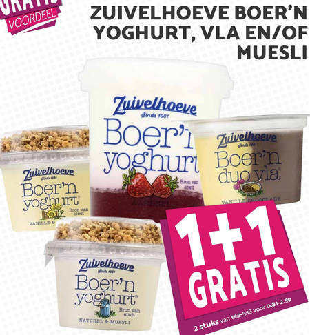 Zuivelhoeve   muesli, vla folder aanbieding bij  Boons Markt - details