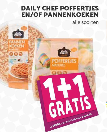 Daily Chef   poffertjes, pannenkoek folder aanbieding bij  MCD Supermarkt Basis - details