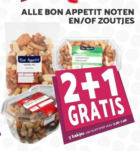 Bon Appetit   noten, zoutje folder aanbieding bij  MCD Supermarkt Basis - details