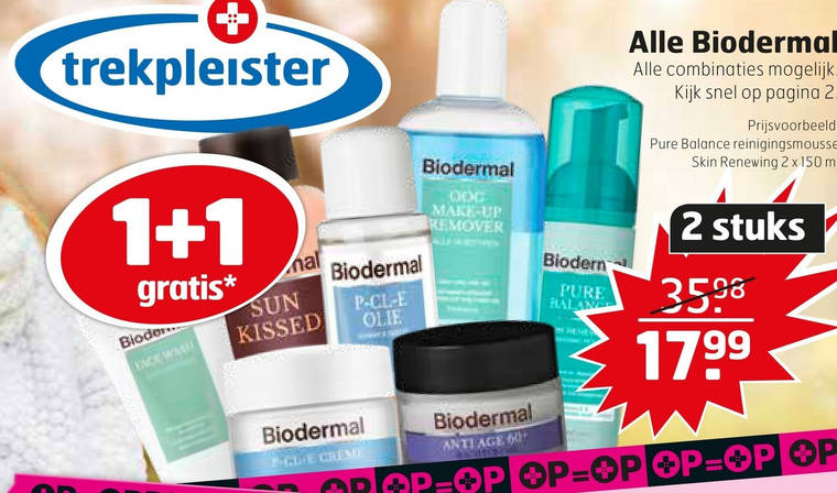 Biodermal   gezichtsverzorging, gezichtsreiniging folder aanbieding bij  Trekpleister - details