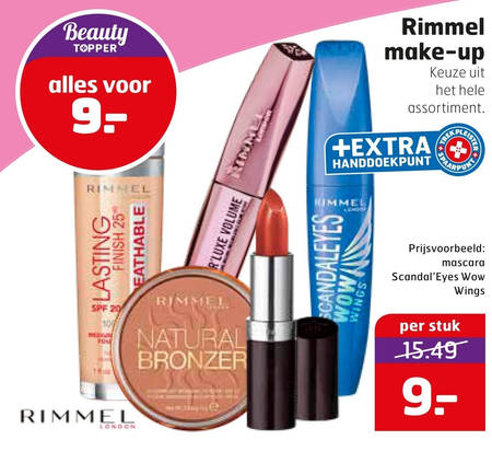 Rimmel   foundation, oogschaduw folder aanbieding bij  Trekpleister - details