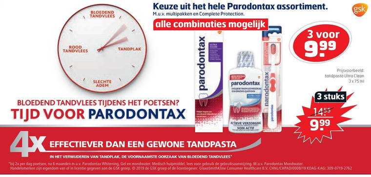 Paradontax   tandenborstel, tandpasta folder aanbieding bij  Trekpleister - details