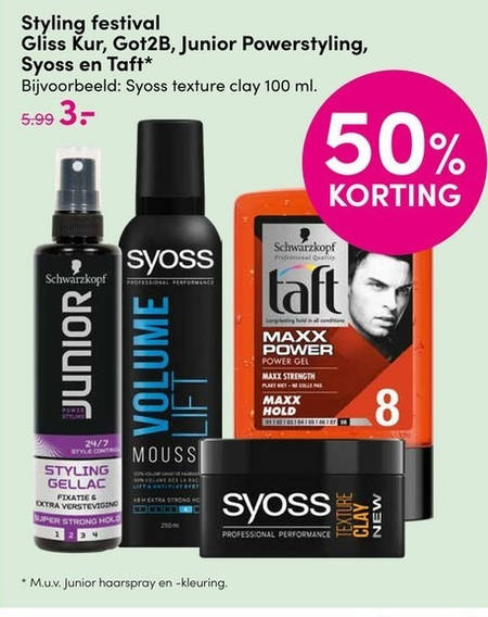 Gliss Kur   haargel, hairspray folder aanbieding bij  DA - details