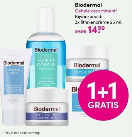 Biodermal   gezichtsreiniging, dagcreme folder aanbieding bij  D.I.O. Drogist - details