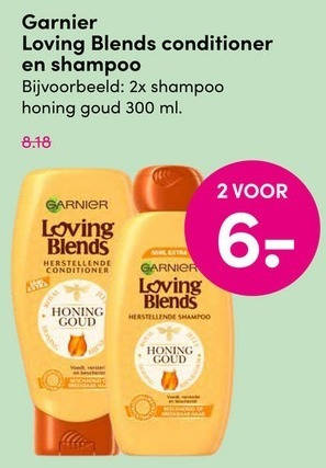 Garnier Loving Blends   conditioner, shampoo folder aanbieding bij  D.I.O. Drogist - details