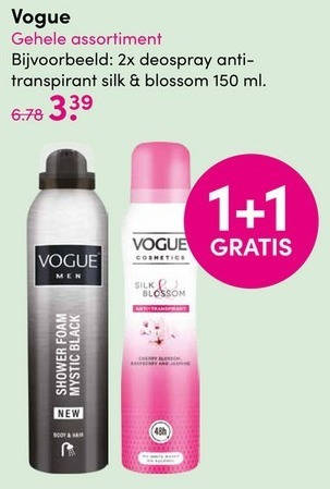 Vogue   deodorant, douchegel folder aanbieding bij  D.I.O. Drogist - details