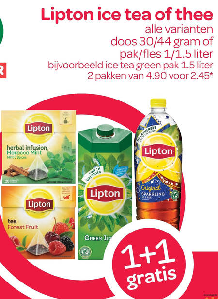 Lipton   ice tea, thee folder aanbieding bij  Spar - details