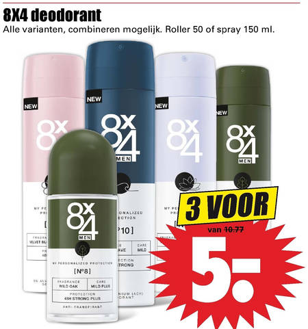 8x4   deodorant folder aanbieding bij  Dirk - details