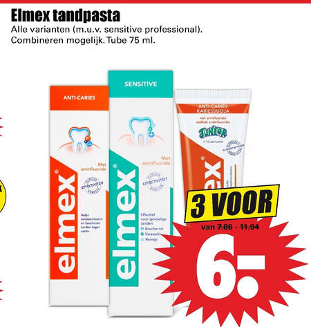 Elmex   tandpasta folder aanbieding bij  Dirk - details