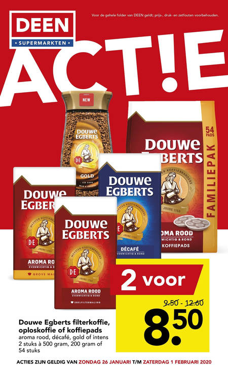 Douwe Egberts   koffie, oploskoffie folder aanbieding bij  Deen - details