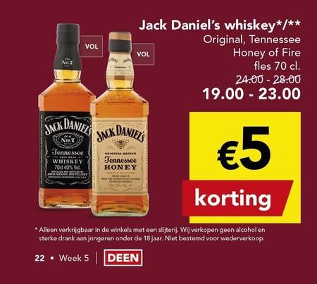 Jack Daniels   whisky folder aanbieding bij  Deen - details