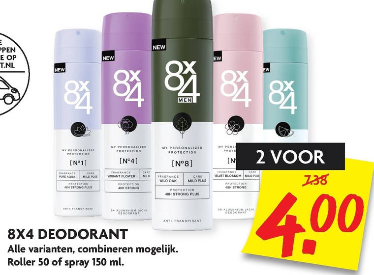 8x4   deodorant folder aanbieding bij  Dekamarkt - details