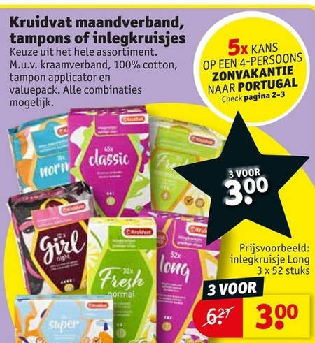 Kruidvat Huismerk   inlegkruisjes, maandverband folder aanbieding bij  Kruidvat - details